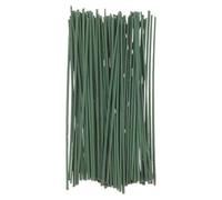 Happyyami Wire Stems Easy to Bend Green 100pcs Floral Metal and Plastic Flower Stems for Artificial Craft Flowers for Floral Crowns and Silk Corsages