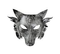 Happyyami Wolf Mask 2pcs Halloween Wolf Animal Wolf Head Cosplay Masquerade 3D Werewolf for Halloween Carnival Party Performance (Silver) Werewolf Mask