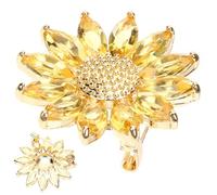 Happyyami Women Brooch Decorative Daisy Flower Pin with Crystal Alloy Material, Charming Golden Brooch for Decorating Sweater or Gloves, Accessory for Ladies