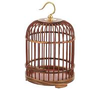 Happyyami Wood Cage Birdcage Small Bird Cage Hanging Round Parrot Cages Hanging Bird Cage Cage Critter Breeding Cages for Budgie Parakeets Finches Canaries Lovebirds Paper Star Light
