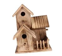 Happyyami Wooden Bird House Diy Kit Creative Garden Bird Nesting Box Natural Pine Wood for Sparrows Outdoor Decoration