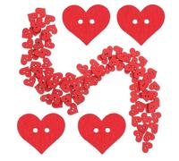 Happyyami Wooden Buttons Small Buttons 100 Pieces Red Heart Shaped Easy to Sew and Versatile for Sewing and Handcraft Projects for Crafts, for Back to School Decorations