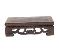 Happyyami Wooden Display Stand Vintage Wood Base for Flower Pot Planter Holder Crafts Stand Exquisitely Carved Pedestal for Home Decor and Collectibles Compact and Antique Shelf