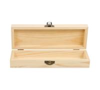 Happyyami Wooden DIY Stationery Storage Box for Student, Khaki, Portable | Solid Wood, Sturdy Anti-loss Protection, for Manicure Pen and Stationery, One Piece, Plain Style