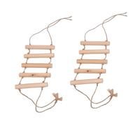 Happyyami Wooden Parrot Climbing Stair Swing Encouraging Pet Exercises and Developing Balance 2pcs with Hemp Rope for Birds at Home Or as Interactive Pet Supplies
