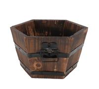 Happyyami Wooden Succulent Flower Pot with Unique Shape for Indoor and Balcony Gardening, Brown Multi-purpose Planter for Vegetables and Green Plants, Simple Retro Style Decorative Wooden