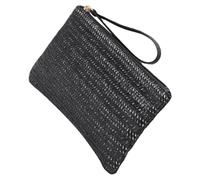 Happyyami Zipper Change Purse Minimalist Black Polyester Clutch Bag for Women Walking and Work
