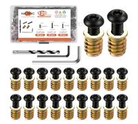 Hapric 120 Pcs 60 Sets 1/4-20 x 15mm Threaded Inserts for Wood Furniture Screw Threaded Wood Inserts 1/4-20 x 3/4", 1/4"-20 x 1-1/4" Bolts and Nuts