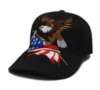 Haptian Baseball Cap, Unisex 3D Embroidered Patriotic Eagle Clutching American Flag Baseball Cap Hip Hop Outdoor Adjustable Strapback Letters Dad Hat Black