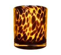 Hapton House Leopard Print Tortoise Shell Glass Candle Holder - Votive and Small Pillar Candles