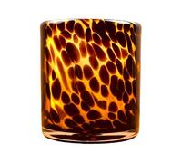 Hapton House Tortoise Shell Glass Candle Holder - Votive and Tealight Candle Holder - Leopard Print - Cheetah Print - Animal Print - Tortoiseshell - Candle Jar - Wedding - Holiday Decor