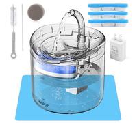 HAPUP Cat Water Fountain for Drinking 1.8L Automatic Pet Fountain with 3 Filters 1 Intelligent Pump 1 Cleaning Brush Kit 1 Silicone Food Mat 1 UK Adapter for Cats Puppy Indoor