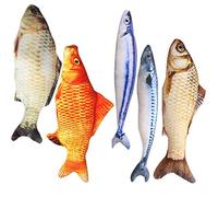 HAPY SHOP Catnip Toys 5 Pack - Simulation Fish Shape Realistic Fluffy Catnip Doll Interactive Pets Pillow Chew Bite Supplies for Cat Kitten Kitty