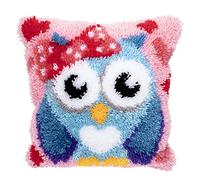 HAPYPando Latch Hook Kits for Adults/Kids Pattern Printed Latch Hook Pillow Kits Cover Everything Included Gift for Family Friends DIY Needlework Crafts for Home Sofa Cute Owl 17X17 Inch