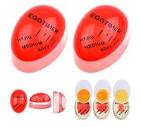 Haqatr 2Pcs Egg Timer,Colour Changing Boiled Egg Timer,Color Indicator Soft Medium & Hard Boiled Eggs Heat Sensitive Safe Durable Kitchen Tool for Breakfast,Cooking Kitchen,Gift & Home Use, Red