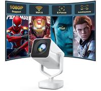 Haqdl 4K Support Outdoor Smart Projector with WiFi 6 and Bluetooth 5.2, Built-in Apps, Native 1080P, 360° Rotatable, Electric Focus & Auto Keystone, White LCD Projector