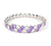 HAQI Stainless Steel Women's Bracelets AAA+ zirconia Crystal Bracelet Open Adjustable Purple Bracelet Birthday Gift for Mum Sisters with Card Silver/Purple Rhinestone