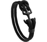 HAQUIL Black Paracord Anchor Bracelet | Unisex Nautical Rope Design, Secure Hook Closure