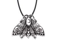 HAQUIL Crescent Moon Luna Moth Necklace, Faux Leather Cord, Moth Jewelry Gift for Women