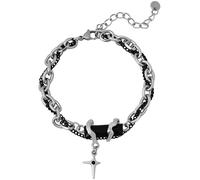 HAQUIL Gothic Double Chain Star Charm Link Chain Bracelet, Charm Bracelet for Men Women Punk Hip Hop Unisex Style, Hip Hop Rock Cool Adjustable Link Bracelet