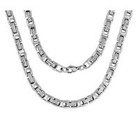 HAQUIL Stainless Steel Square Byzantine Link Chain Necklace, Jewelry Gift for Men and Women16/ 18/20/22/24/26/30inch 4/5/6/7/8mm, 24", Stainless Steel, No Gemstone