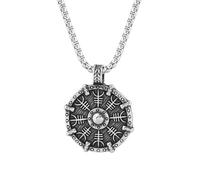 HAQUIL Viking Necklace for Men, Viking Helm of Awe Protection Talisman Pendant, Box Chain, Viking Jewelry Gift