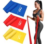 Haquno 3 Pack Exercise Resistance Bands Set with 3 Resistance Levels-1.5M Exercise Bands Resistance for Women and Man,Ideal for Strength Training, Yoga, Pilates,Blue- Red - Yellow