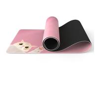 Haquno Extra Thick Yoga Mat 6mm - Non-Slip Exercise Mat for HIIT, Pilates & Home Workouts & Workout with Free Carry Strap（pink cat）