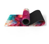 Haquno Extra Thick Yoga Mat 6mm - Non-Slip Exercise Mat for HIIT, Pilates & Home Workouts & Workout with Free Carry Strap（abstract red）