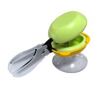 HARAC Table Top Scissors with Base, Spring Loaded, Safety Push Down, Ambidextrous Training, Made in Japan, Green