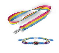 HARACRAFT Pack of 2 LGBTQIA+ Accessories, Infinity Love Bracelet and Matching Rainbow Lanyard, Pride Month Gift Set, Things Stuffs for LGBTQIA Community, L, Polyster, No Gemstone