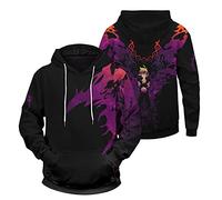 Harajuku Anime The Seven Deadly Sins Hoodie Meliodas Long Sleeve Pullover Dragon's Sin of Wrath Sweatshirt with Oversized Pocket Black