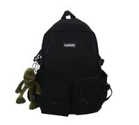 Harajuku Backpack Y2K Grunge Aesthetic Novelty Cool Dark Academia Frog Gorilla Pendant Kawaii Korea Grafitti Backpack, Black, L, Daypack Backpacks