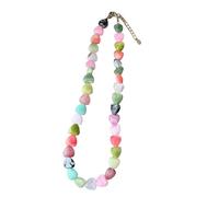 Harajuku Colorful Resin Heart Beaded Choker Collar Necklace For Women Sweet Aesthetic Charm Goth Jewelry Accessories
