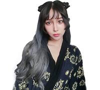 Harajuku Fashion Long Wavy Curly Fluffy U-Shaped Wigs Heat Resistant Synthetic Fiber Mixed Gradient Dark Roots Hair for Girls 28inches/ 70cm (Color : A) chenghuax (Color : A)