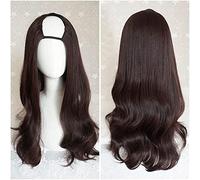 Harajuku Fashion Long Wavy Curly Fluffy U-Shaped Wigs Heat Resistant Synthetic Fiber Mixed Gradient Dark Roots Hair for Girls 28inches/ 70cm (Color : A) chenghuax (Color : R)