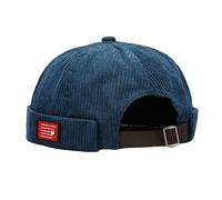 Harajuku Velvet Fisherman Beanie Hat Hip Hop Roll-up Edge Adjustable Brimless Docker Landlord Skull Cap for Men Women Navy Blue
