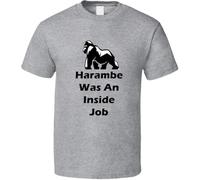 Harambe was an Inside Job Harambe Gorilla T Shirt Grey(Large)