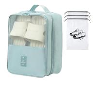 HaRanyue Shoe Bags for Travel Must Haves, Holds 3 Pair of Shoes, with 3 Pieces Clear Shoes Storage Organizers Pouch with Rope, for Flying Travelers Choice and Daily Use, Travel Essentials, Blue,