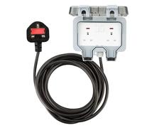 Haraqi 3M 2 Way 2 Gang IP66 Waterproof Outdoor Extension Lead Socket with Switch Indicator Light