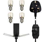 Haraqi Salt Lamp Cord with Dimmer Control +Safe Plug and 4 Bulbs (E14 Original Replacement),| Himalayan Salt lamp Replacement Spare Power Cord Cable