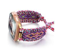HARAVAL Boho Braided Band Compatible with Apple Watch Band 38mm 40mm 41mm Women, Woven Friendship Bracelet Handmade Beaded Adjustable Strap for iWatch Band SE Ultra 2 Series 10 9 8 7 6 5 4 3 2 1,