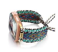 HARAVAL Boho Braided Band Compatible with Apple Watch Band 38mm 40mm 41mm Women, Woven Friendship Bracelet Handmade Beaded Adjustable Strap for iWatch Band SE Ultra 2 Series 10 9 8 7 6 5 4 3 2 1,