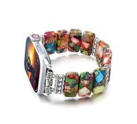 HARAVAL Natural Stone Beaded Bracelet Compatible with Apple Watch Band 38/40/41mm Women, Handmade Boho Jasper Imperial Stone Elastic Western Vintage Solo Strap for iWatch Band Series 10 9 8 7 6 5 4 3