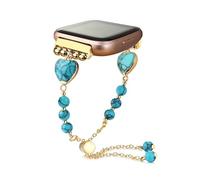 HARAVAL Turquoise Beaded Bracelet Compatible with Fitbit Versa 4/Versa 3 Bands/Sense 2/Sense Bands for Women, Handmade Jewelry Fancy Strap Replacement for Fitbit Smartwatch