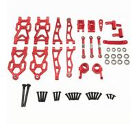 harayaa 1:16 Scale Front Rear Upper Lower Swing Arms Upgrade Parts Metal Kit | Adjustable, Lightweight, Machined Open-Frame RC Car Chassis Upgrade Kit, Red