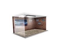 harayaa 1/18 Scale Models Car Display Case Simulation Garage Parking Lot with Lights Acrylic Vehicle Scene Toy, Red Bricks