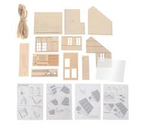 harayaa 1/35 Miniature Wood House Building Railway Layout Model Architecture Scene Diorama Scenery for Accessory Scene Sand Table, thatched roof