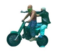 harayaa 1:64 Scale Riders with Motorcycle Tiny People Model Diorama Scenery Resin Mini Masked Biker for DIY Scene Micro Landscape, green