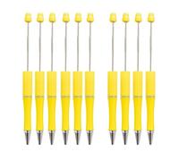 harayaa 10 Pieces Ballpoint Pen Bead Pen Beadable Pens Black Ink Rollerball Pen for Teacher Office Wedding Party Favors, Yellow